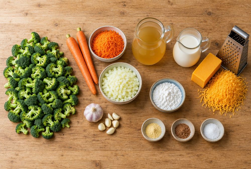 Ingredients for Broccoli Cheddar Soup