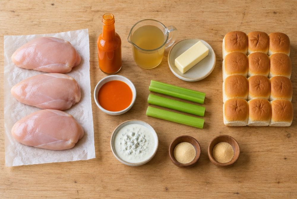 Ingredients for Buffalo Chicken Sliders
