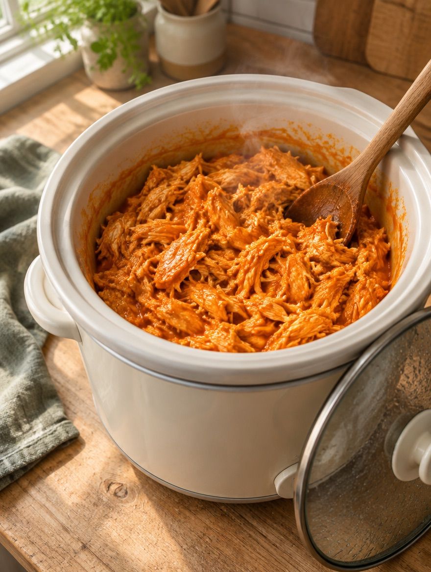 Buffalo Chicken Sliders in the slow cooker