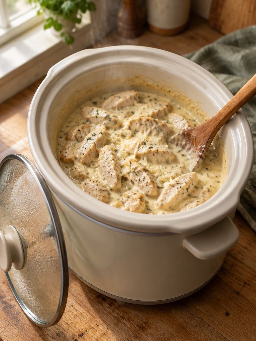 Chicken Alfredo Pasta in the slow cooker