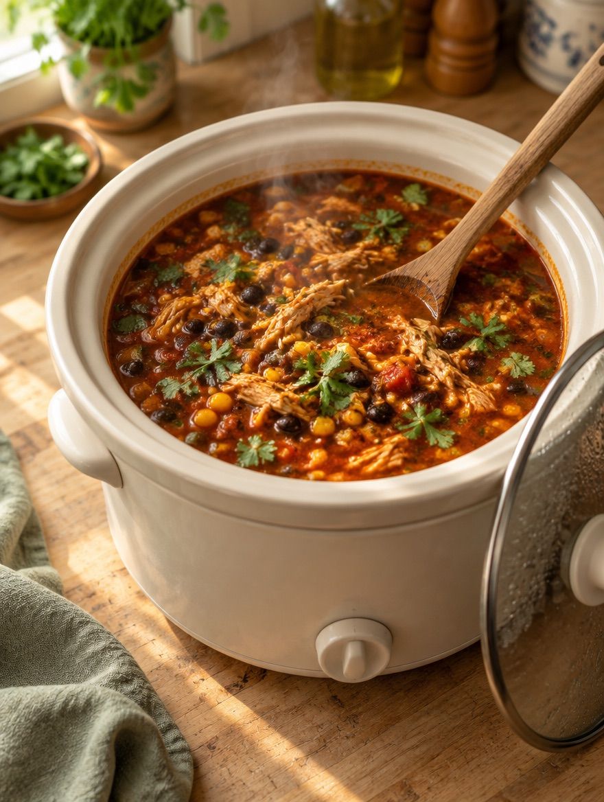 Chicken Tortilla Soup in the slow cooker
