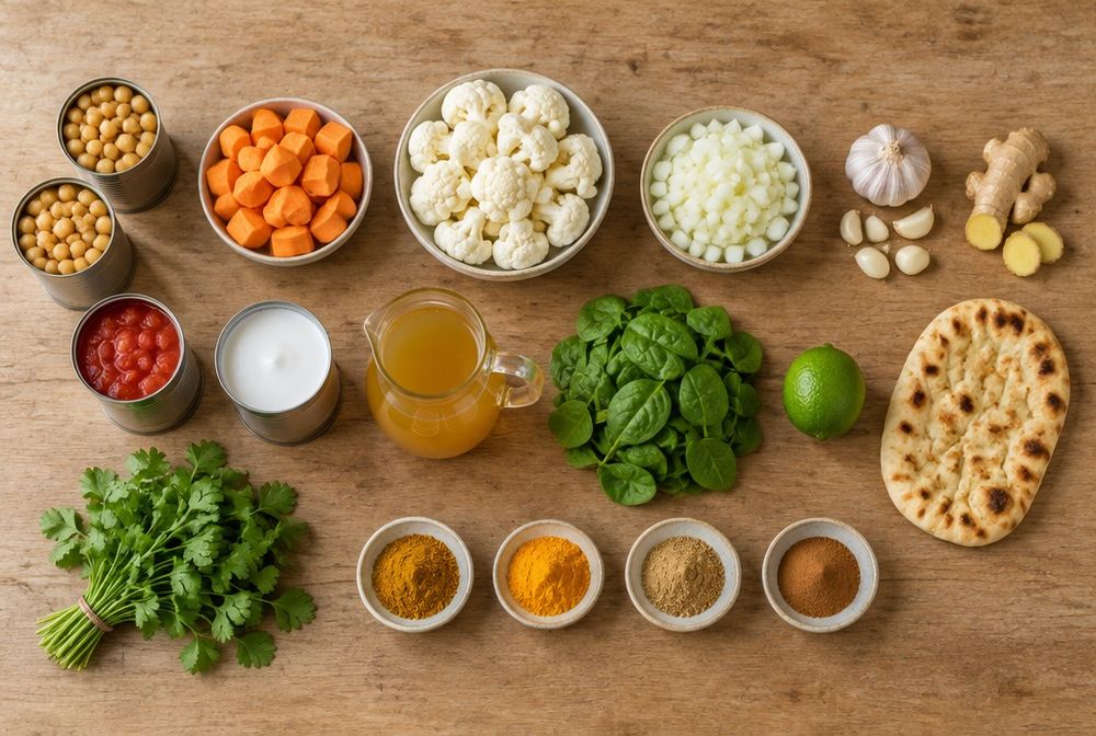 Ingredients for Chickpea and Vegetable Curry