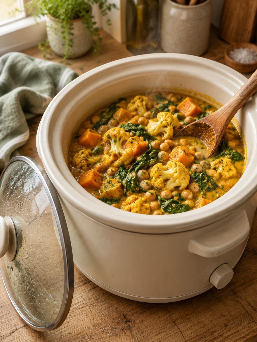 Chickpea and Vegetable Curry in the slow cooker