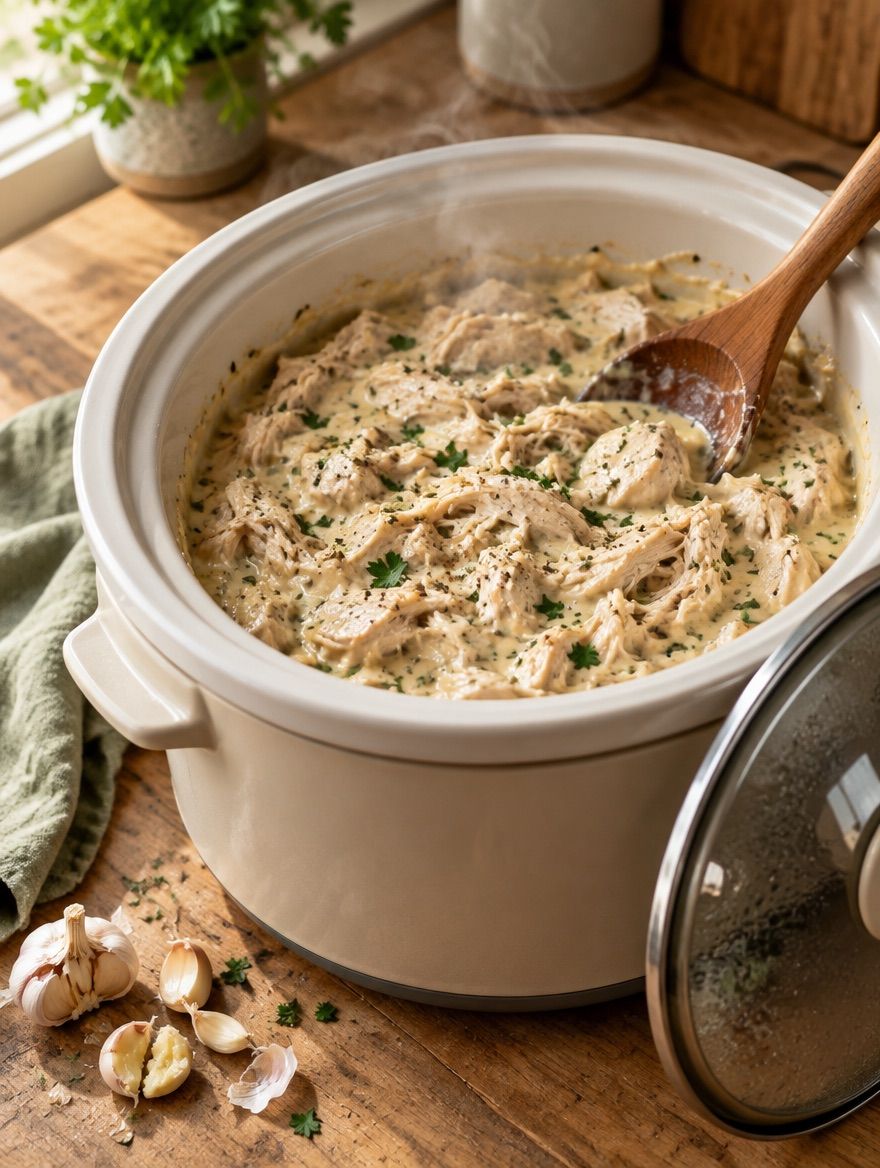 Creamy Garlic Chicken in the slow cooker