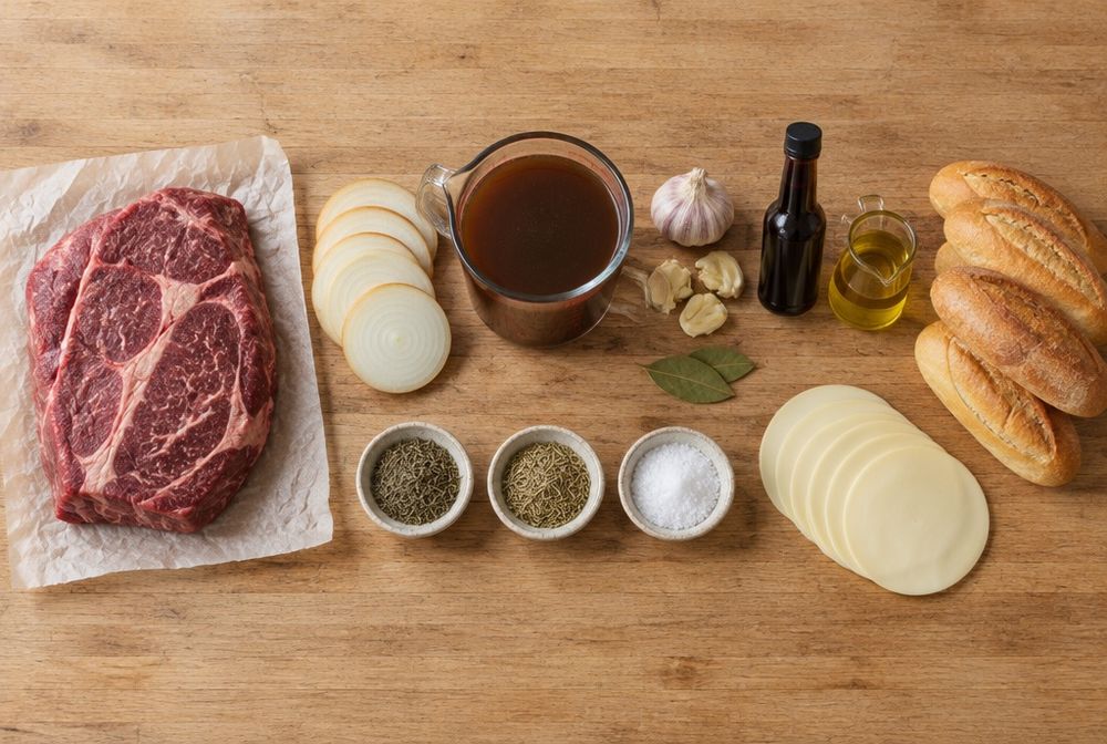 Ingredients for French Dip Sandwiches