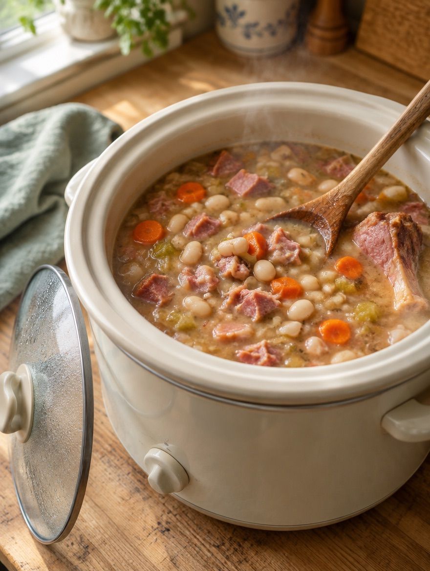 Ham and Bean Soup in the slow cooker