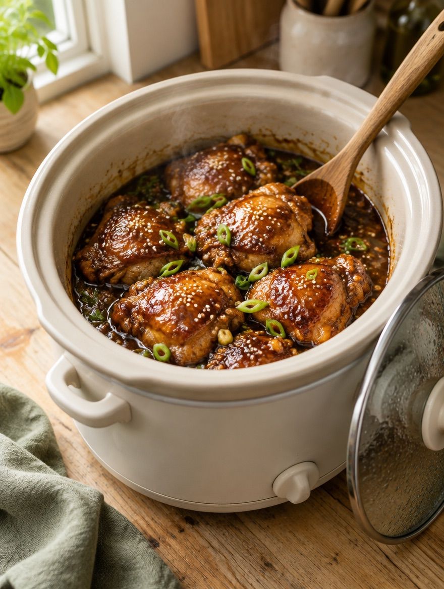 Honey Garlic Chicken Thighs in the slow cooker