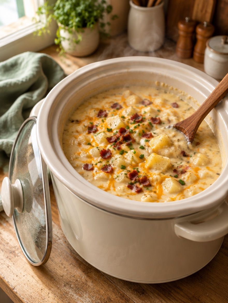 Loaded Potato Soup in the slow cooker