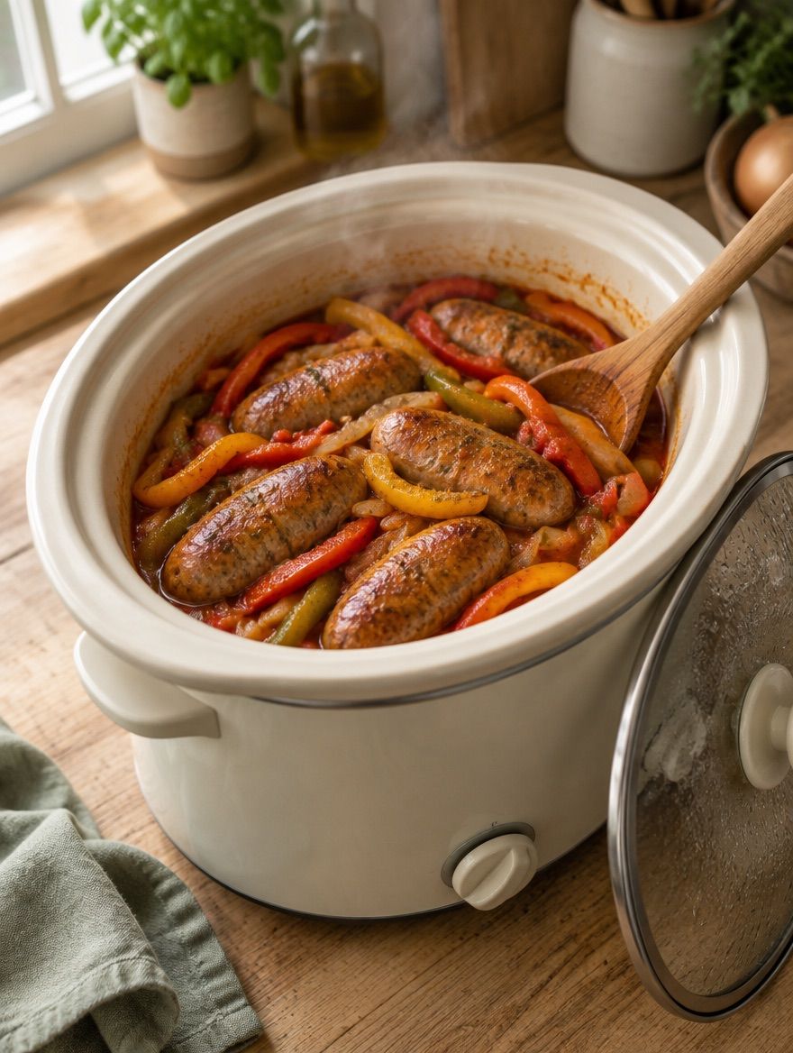 Sausage, Peppers and Onions in the slow cooker