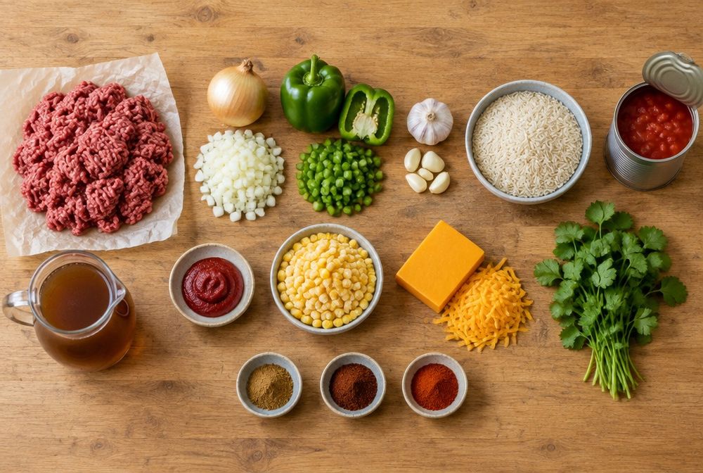 Ingredients for Spanish Rice with Ground Beef