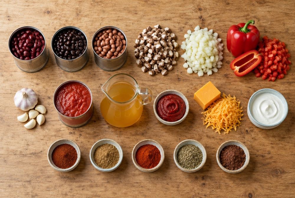 Ingredients for Three Bean Chili