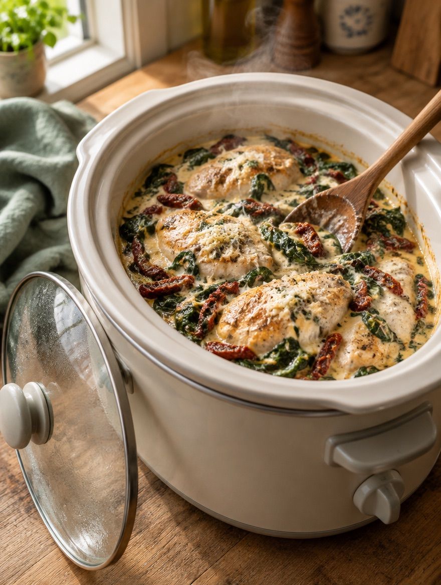 Tuscan Chicken in the slow cooker