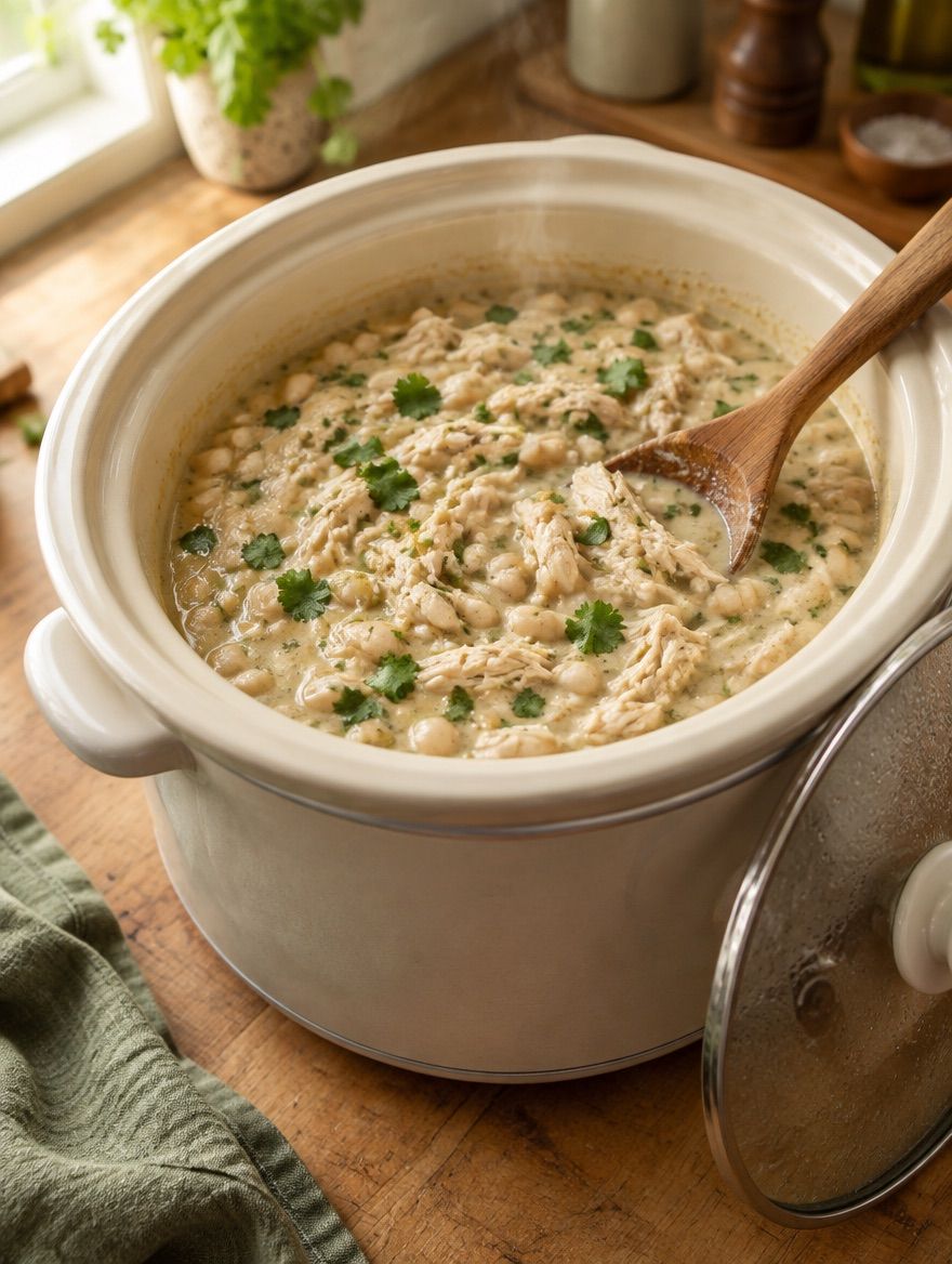 White Chicken Chili in the slow cooker